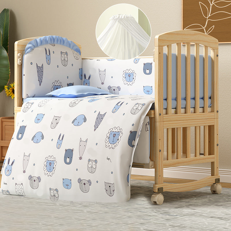 Solid Wood Baby Crib Modern Nursery Bed with Adjustable Height