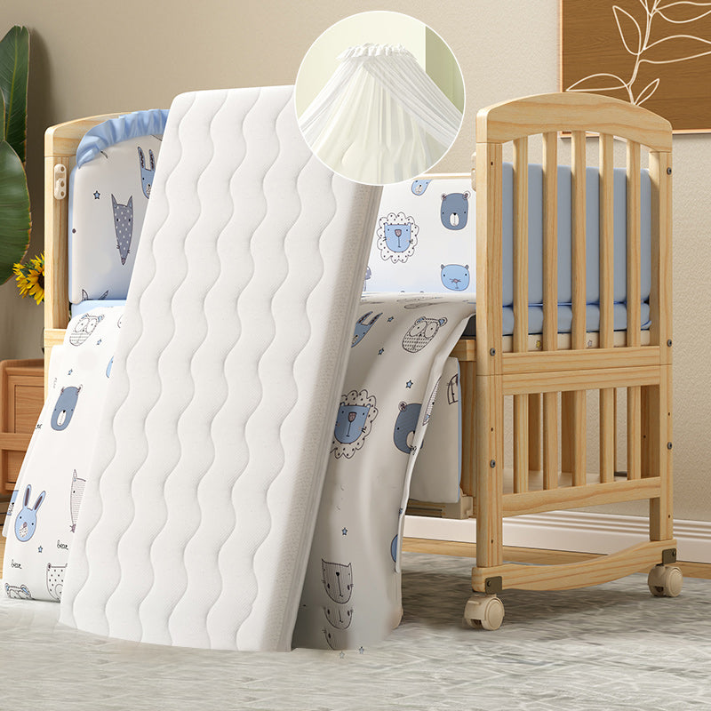 Solid Wood Baby Crib Modern Nursery Bed with Adjustable Height