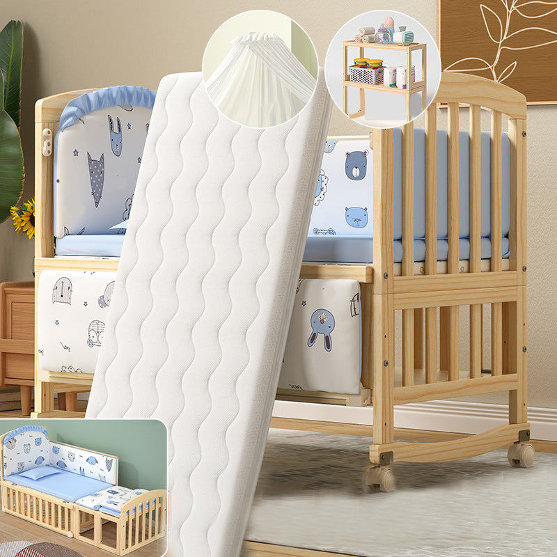 Solid Wood Baby Crib Modern Nursery Bed with Adjustable Height