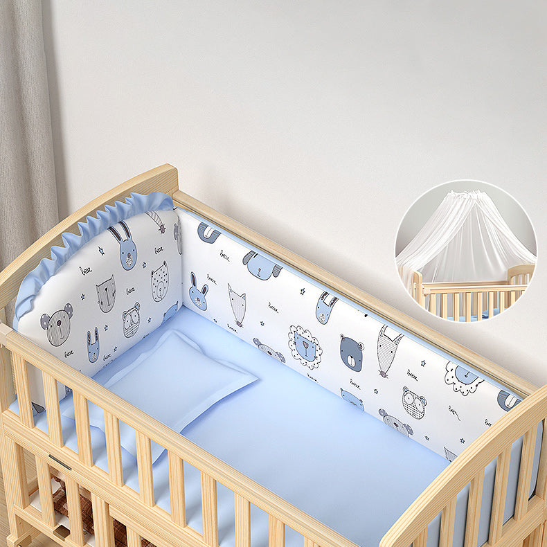 Solid Wood Baby Crib Modern Nursery Bed with Adjustable Height