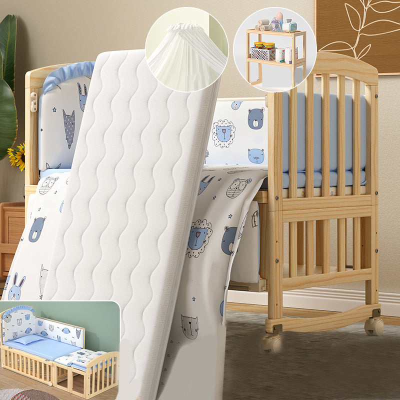 Solid Wood Baby Crib Modern Nursery Bed with Adjustable Height