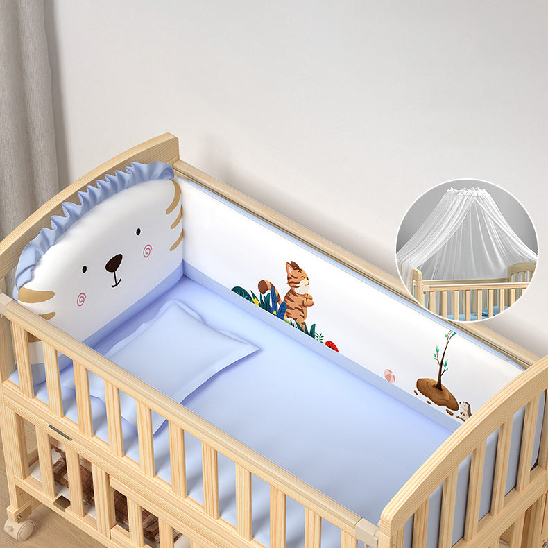 Solid Wood Baby Crib Modern Nursery Bed with Adjustable Height