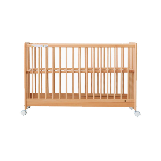 Wood Folding Baby Crib Modern Convertible Nursery Bed with Guardrail