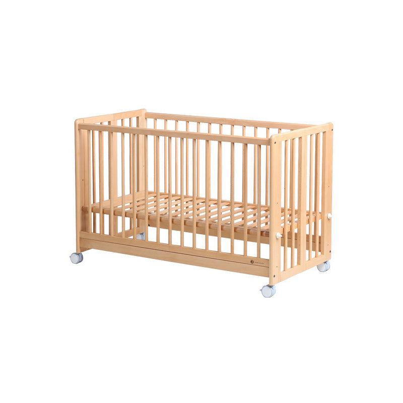 Wood Folding Baby Crib Modern Convertible Nursery Bed with Guardrail