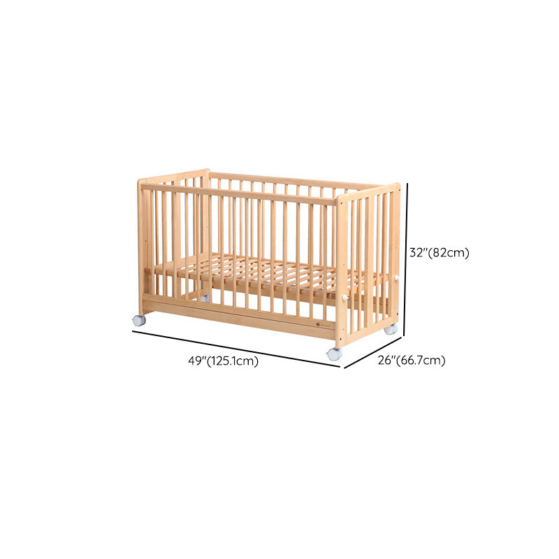 Wood Folding Baby Crib Modern Convertible Nursery Bed with Guardrail