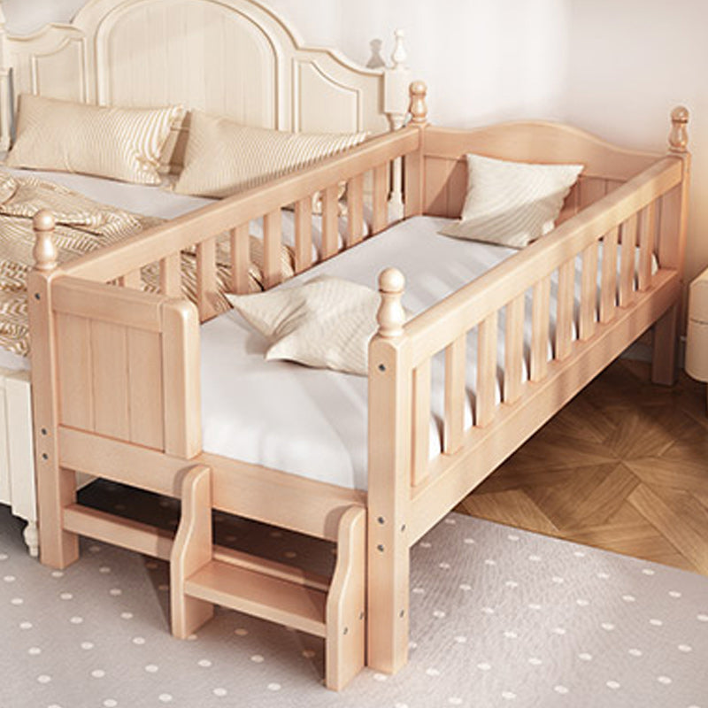 Traditional Solid Wood Nursery Bed Natural Baby Crib with Guardrail