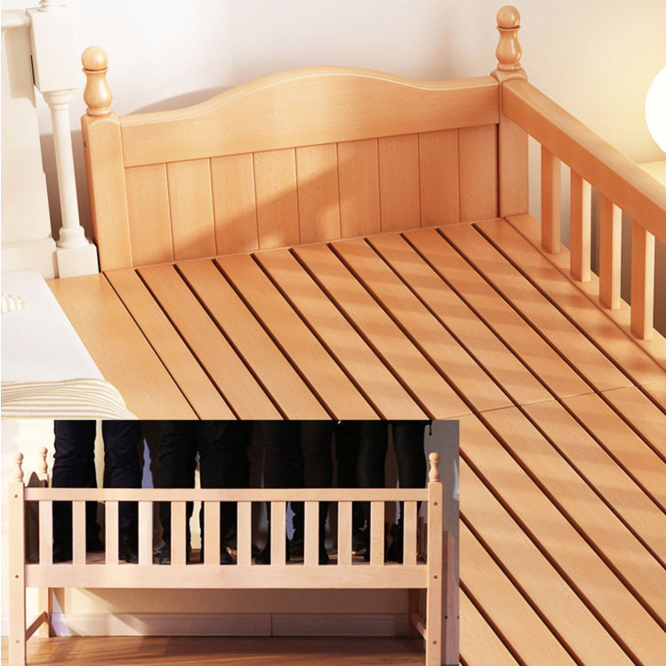 Traditional Solid Wood Nursery Bed Natural Baby Crib with Guardrail