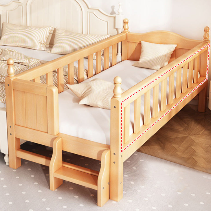 Traditional Solid Wood Nursery Bed Natural Baby Crib with Guardrail