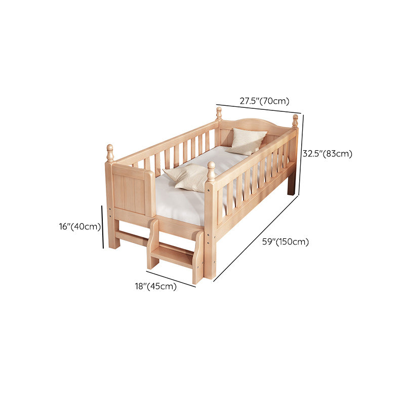 Traditional Solid Wood Nursery Bed Natural Baby Crib with Guardrail