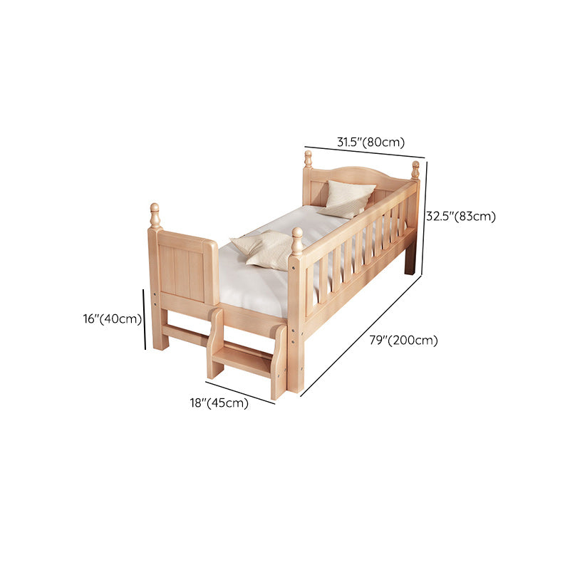 Traditional Solid Wood Nursery Bed Natural Baby Crib with Guardrail