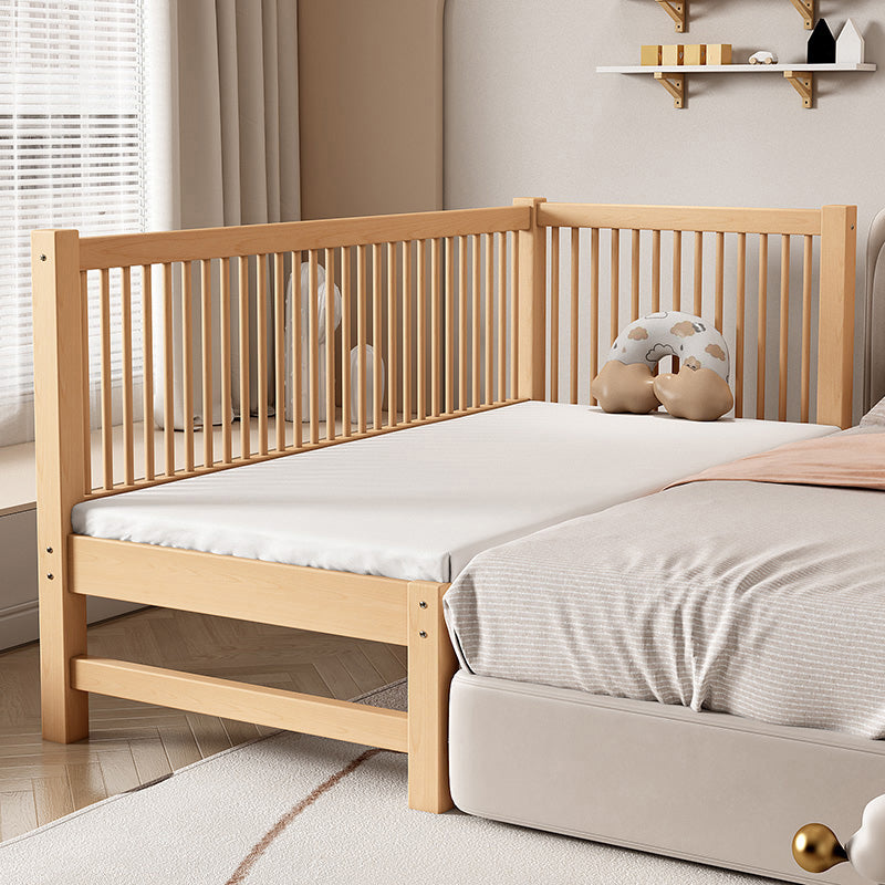 Traditional Beech Nursery Bed Natural Baby Crib with Guardrail