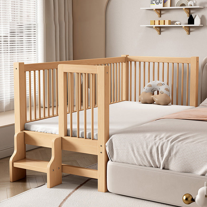 Traditional Beech Nursery Bed Natural Baby Crib with Guardrail