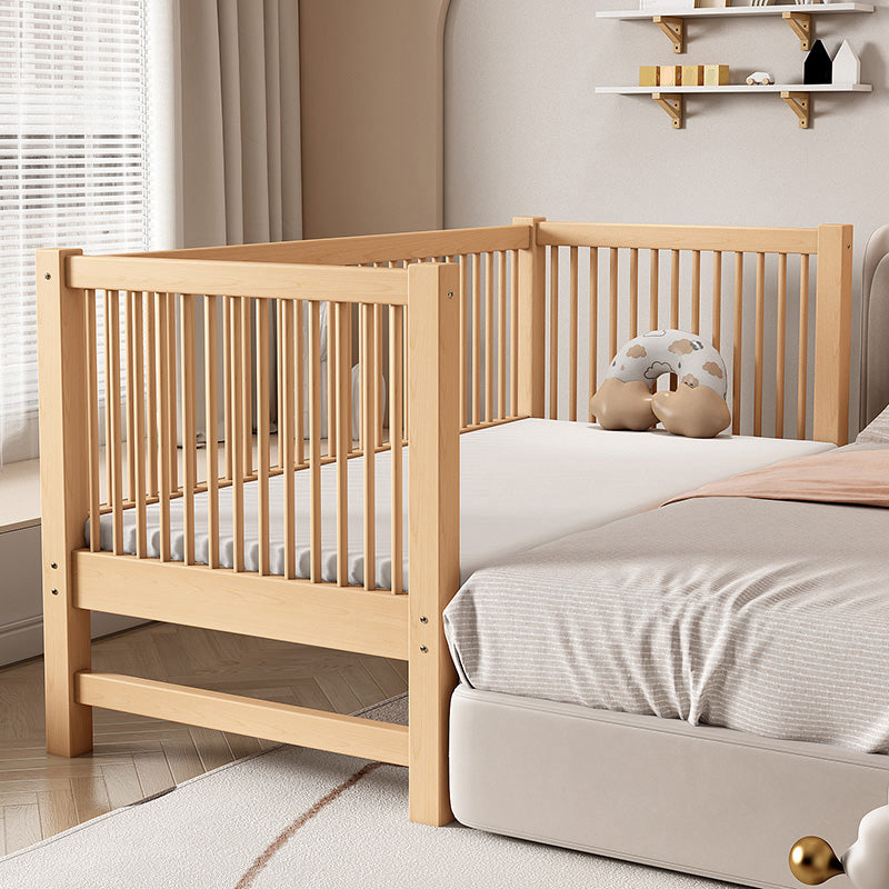 Traditional Beech Nursery Bed Natural Baby Crib with Guardrail