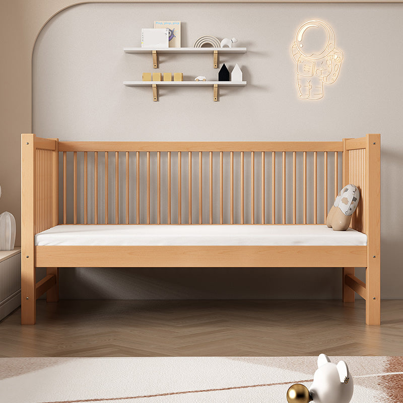 Traditional Beech Nursery Bed Natural Baby Crib with Guardrail