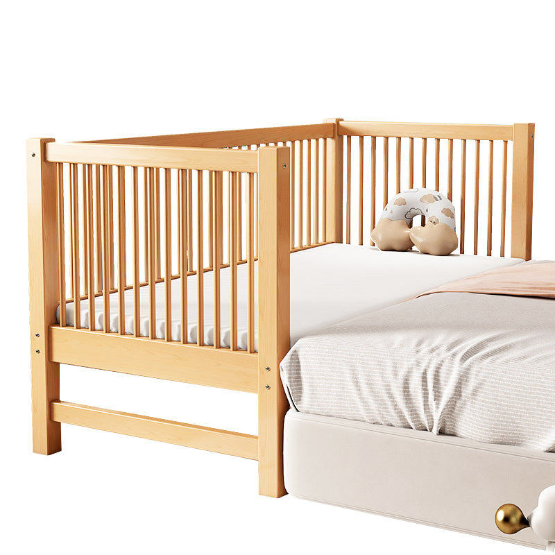 Traditional Beech Nursery Bed Natural Baby Crib with Guardrail