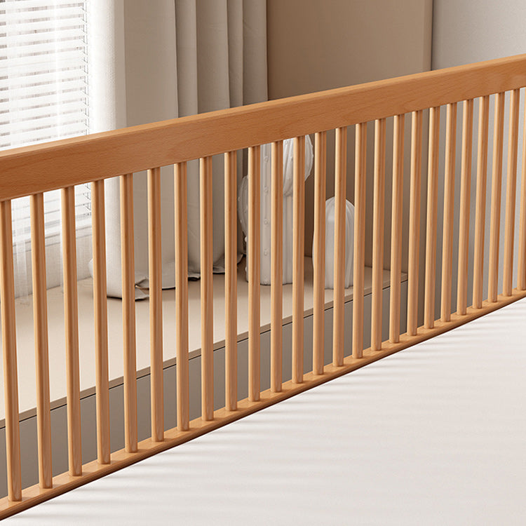 Traditional Beech Nursery Bed Natural Baby Crib with Guardrail