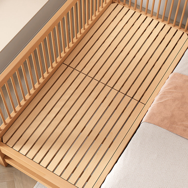 Traditional Beech Nursery Bed Natural Baby Crib with Guardrail