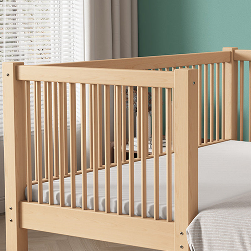 Traditional Beech Nursery Bed Natural Baby Crib with Guardrail