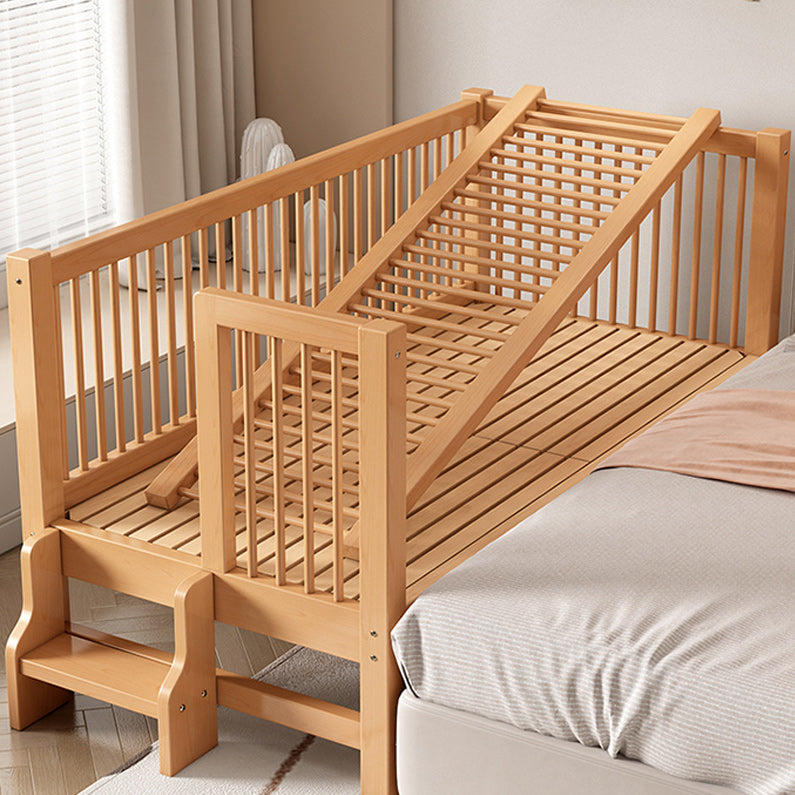 Traditional Beech Nursery Bed Natural Baby Crib with Guardrail