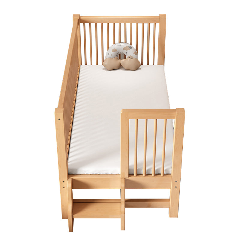 Traditional Beech Nursery Bed Natural Baby Crib with Guardrail