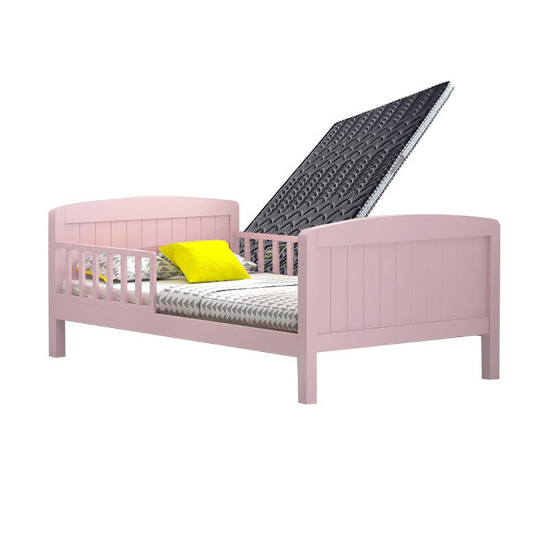 Scandinavian Solid Color Nursery Bed Wood Toddler Bed with Guardrail