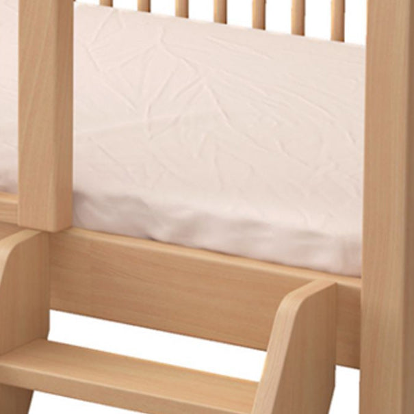 Modern Beech Nursery Bed Light Wood Baby Crib with Guardrail