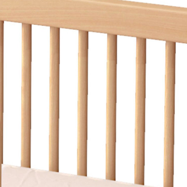 Modern Beech Nursery Bed Light Wood Baby Crib with Guardrail