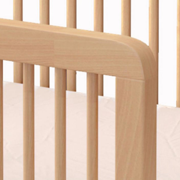 Modern Beech Nursery Bed Light Wood Baby Crib with Guardrail