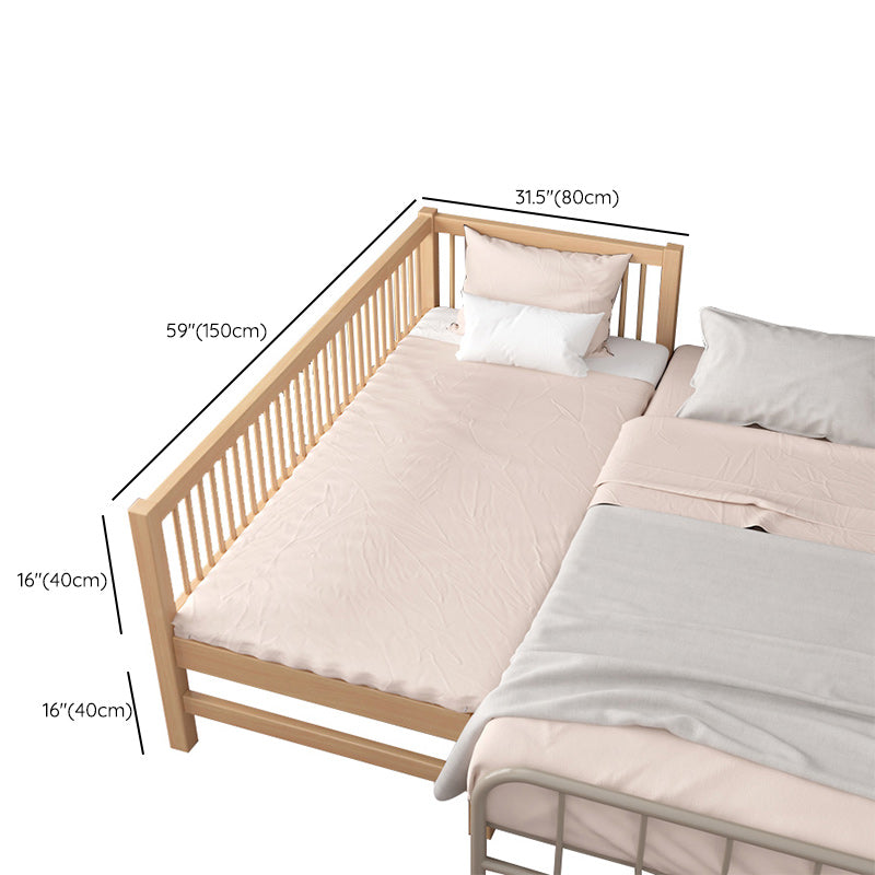 Modern Beech Nursery Bed Light Wood Baby Crib with Guardrail