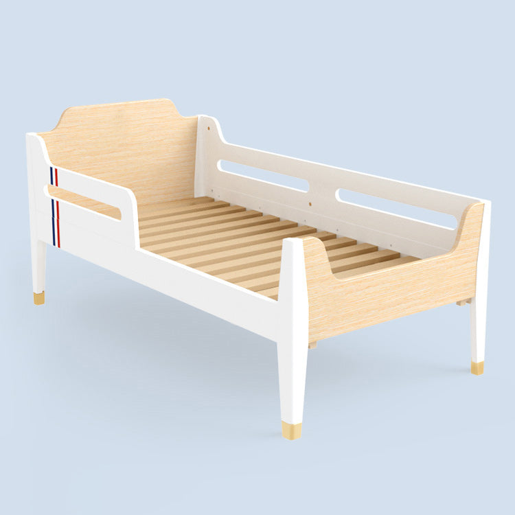 Solid Wood  Baby Crib Modern Light Wood Nursery Bed with Guardrails