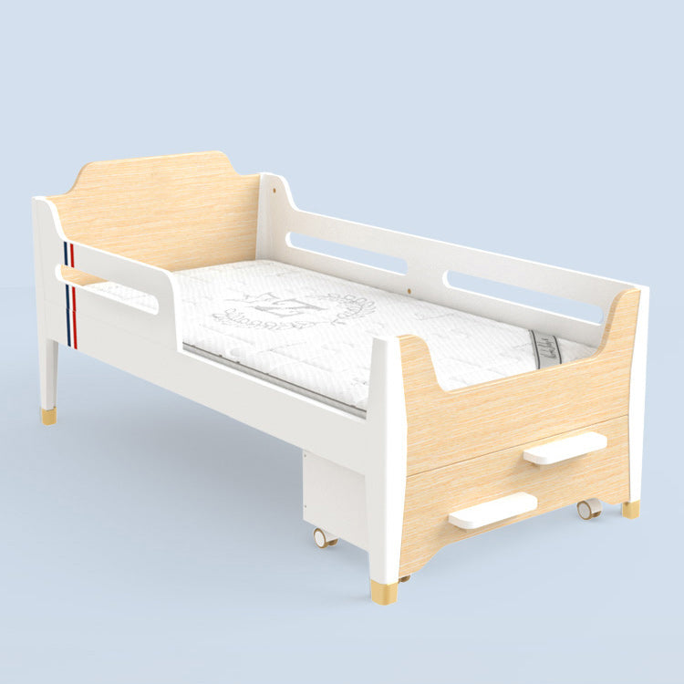 Solid Wood  Baby Crib Modern Light Wood Nursery Bed with Guardrails