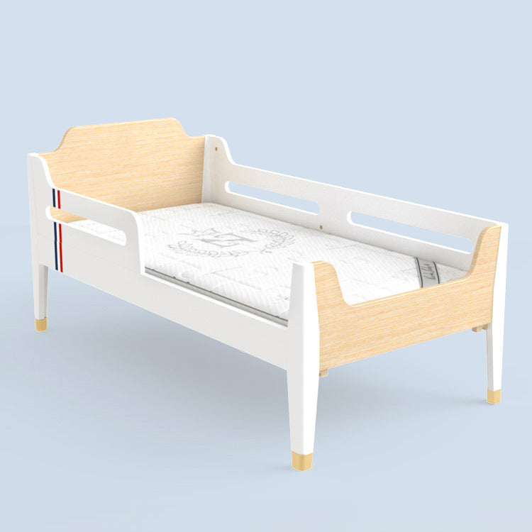 Solid Wood  Baby Crib Modern Light Wood Nursery Bed with Guardrails