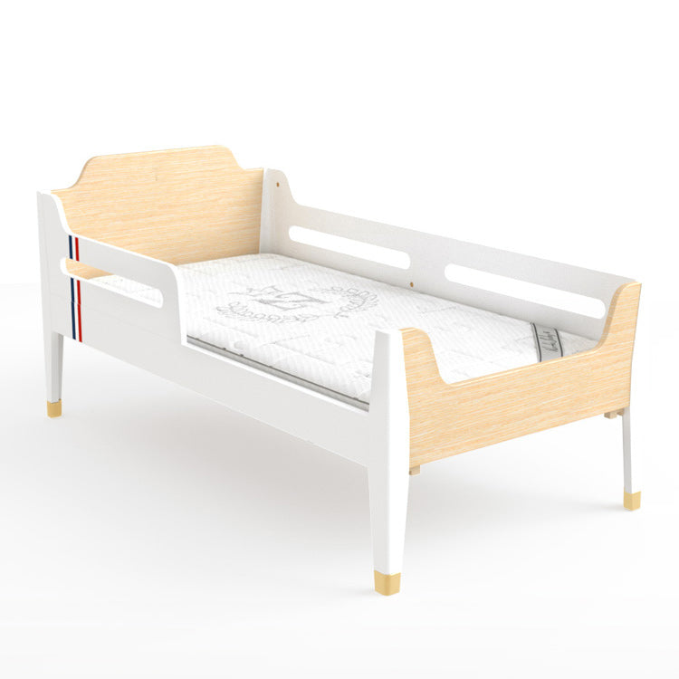 Solid Wood  Baby Crib Modern Light Wood Nursery Bed with Guardrails