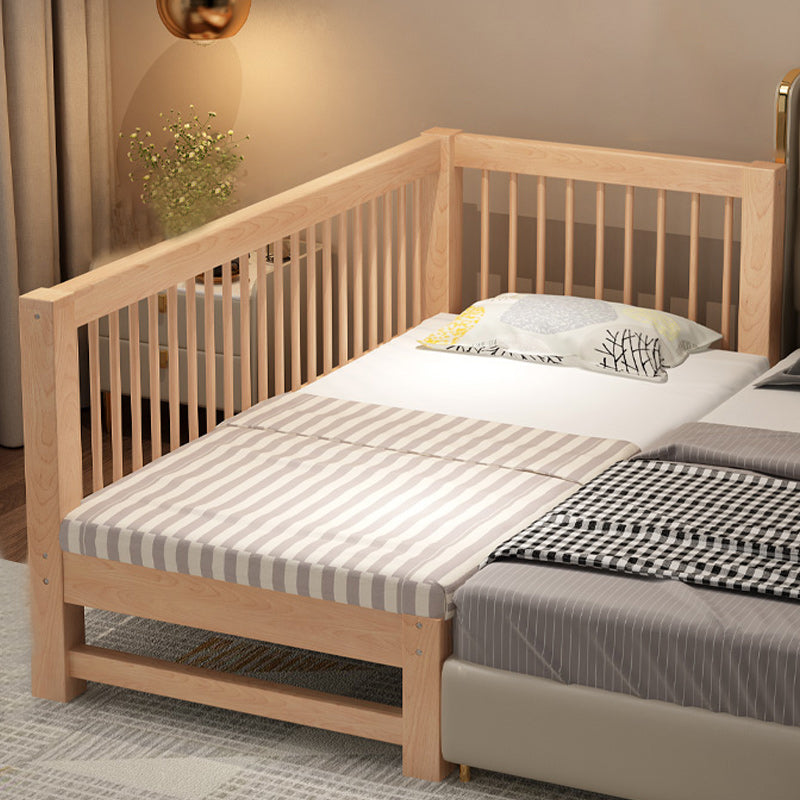 Scandinavian Solid Wood Baby Crib Toddler Guard Rails Included Nursery Bed