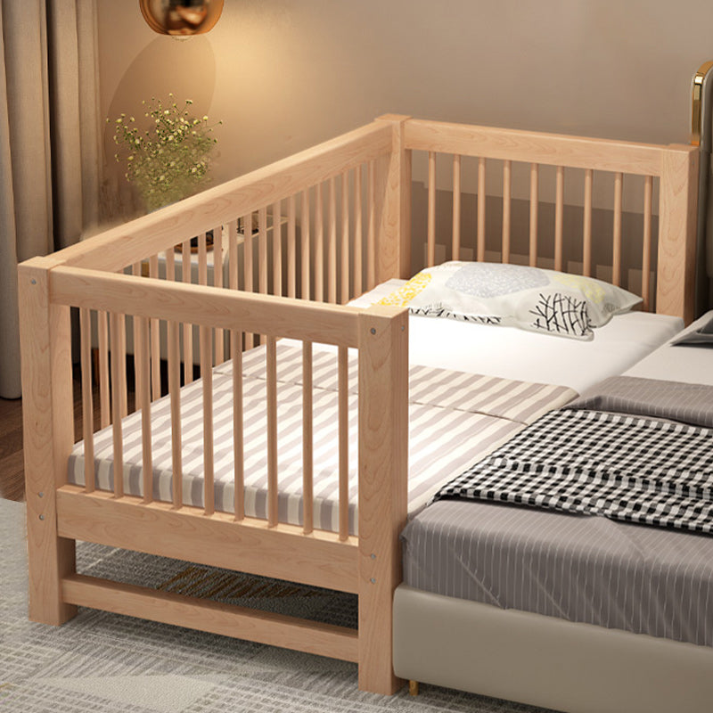 Scandinavian Solid Wood Baby Crib Toddler Guard Rails Included Nursery Bed