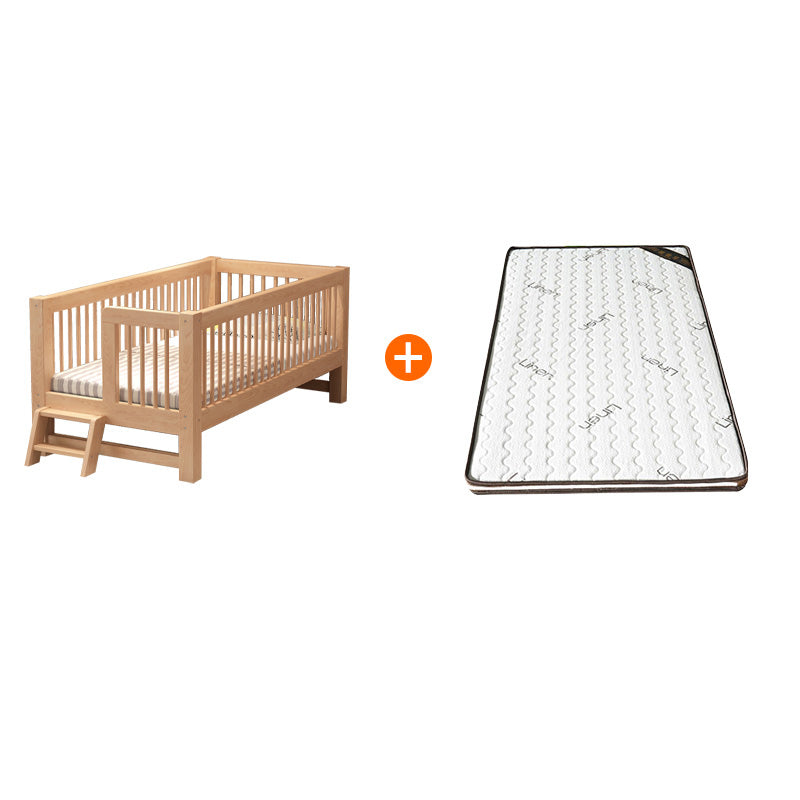 Scandinavian Solid Wood Baby Crib Toddler Guard Rails Included Nursery Bed