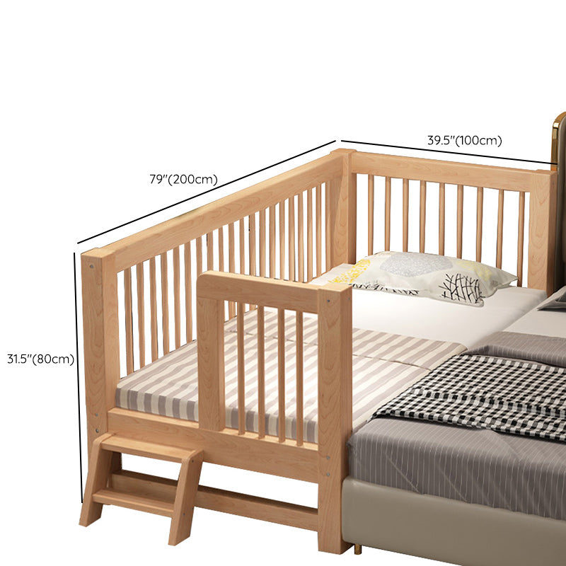 Scandinavian Solid Wood Baby Crib Toddler Guard Rails Included Nursery Bed