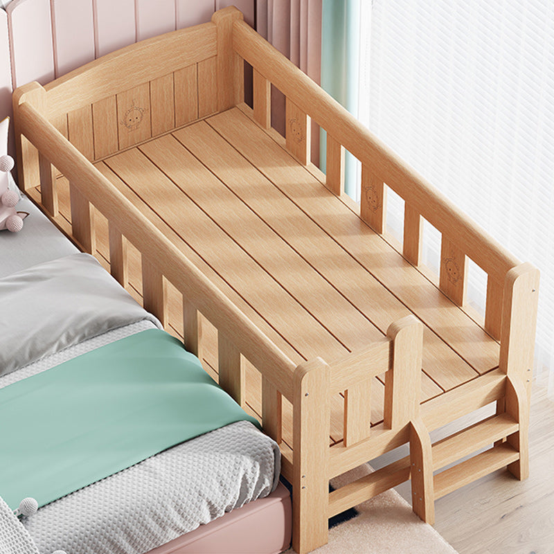 Contemporary Solid Wood Baby Crib with Guardrail Wood Crib in Natural