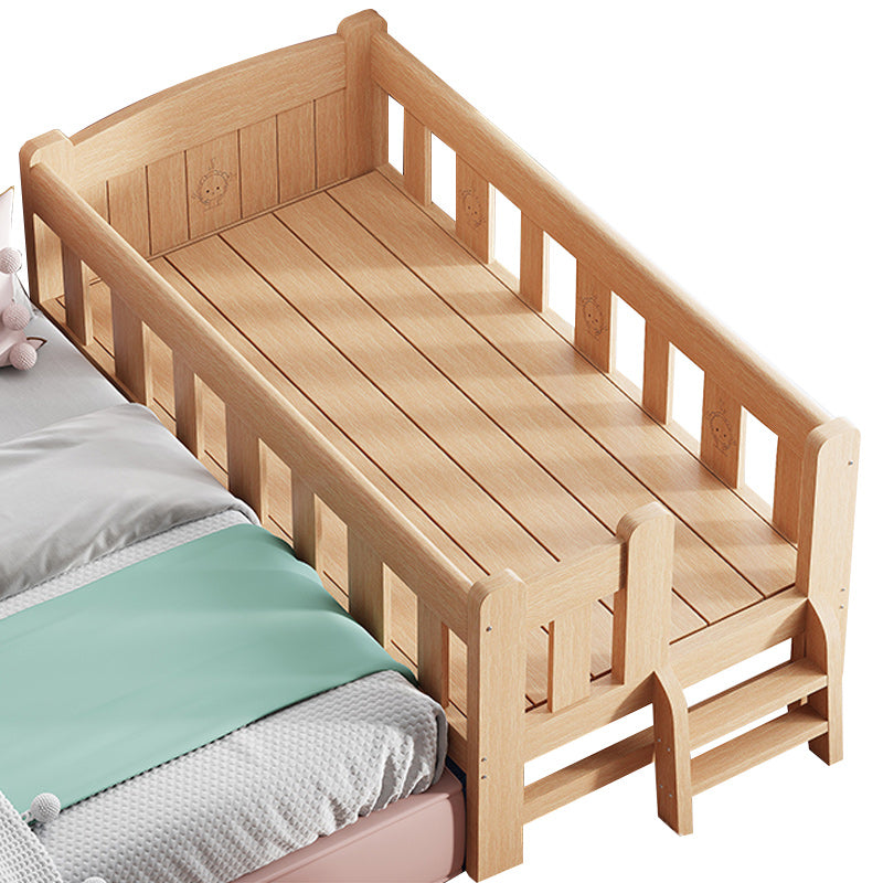 Contemporary Solid Wood Baby Crib with Guardrail Wood Crib in Natural