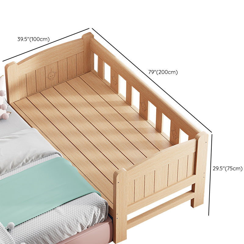 Contemporary Solid Wood Baby Crib with Guardrail Wood Crib in Natural