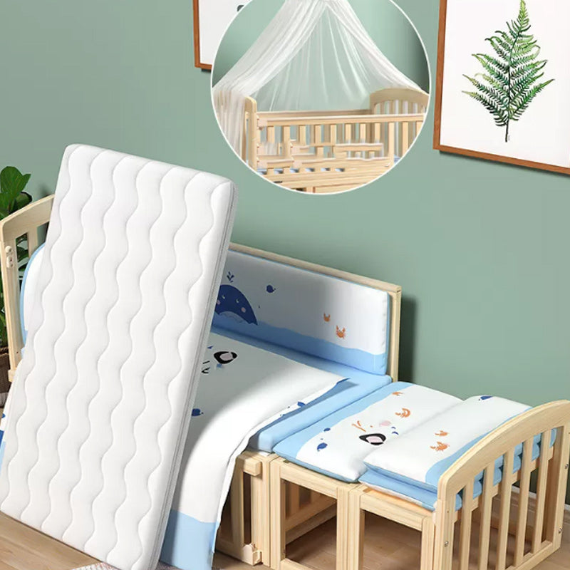 Modern Solid Wood Nursery Crib Guardrail Baby Crib with Storage