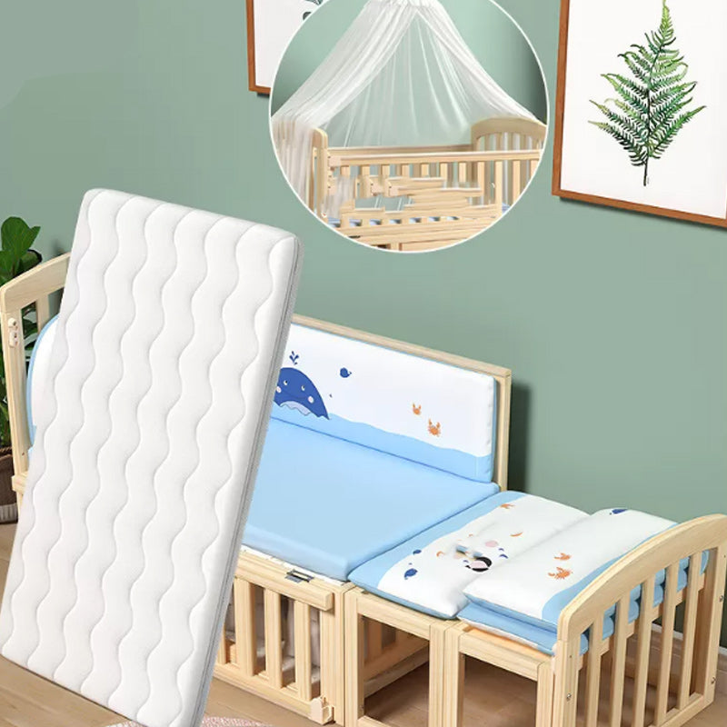 Modern Solid Wood Nursery Crib Guardrail Baby Crib with Storage