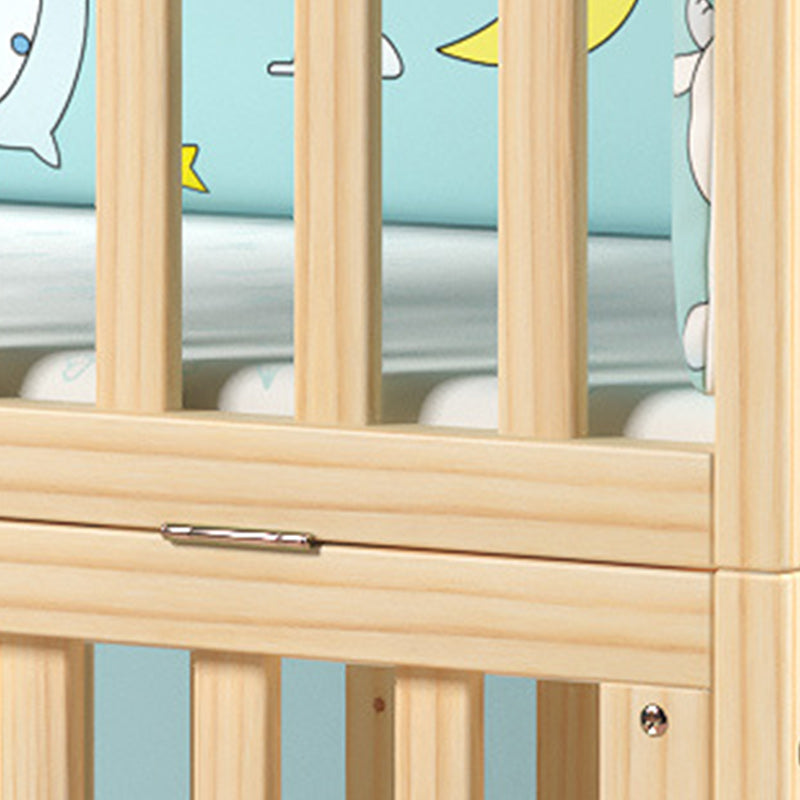 Modern Solid Wood Nursery Crib Guardrail Baby Crib with Storage