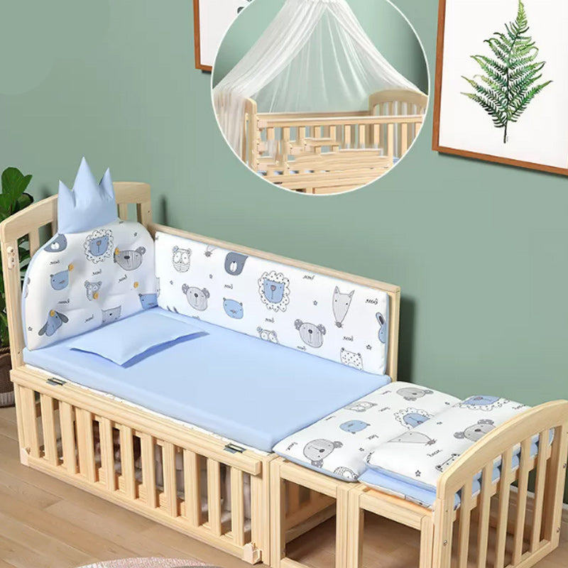 Modern Solid Wood Nursery Crib Guardrail Baby Crib with Storage