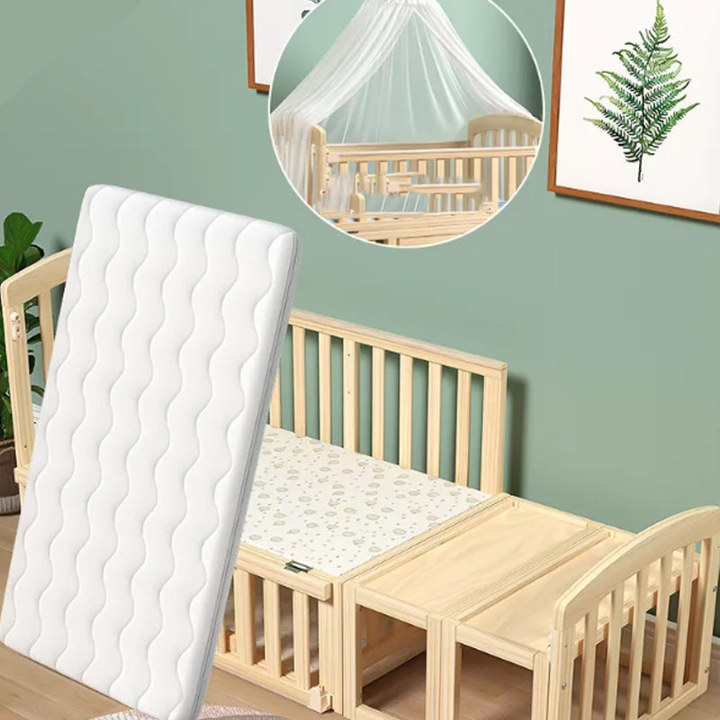 Modern Solid Wood Nursery Crib Guardrail Baby Crib with Storage