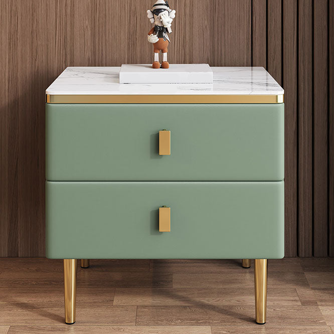 Modern 2 Drawers Wood Nightstand Slate Table Top Kids Bedside Table