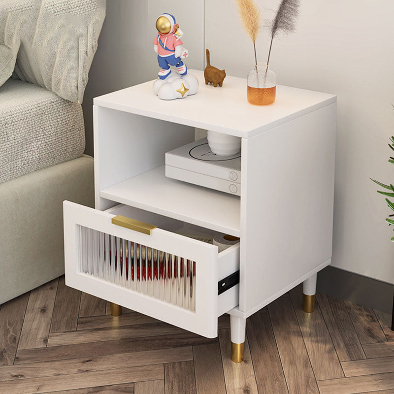 Modern Wooden Standard Nightstand 20.47"H Kids Bedside Table in White