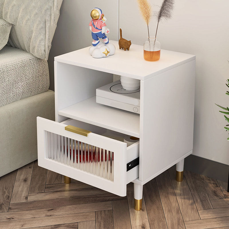 Modern Wooden Standard Nightstand 20.47"H Kids Bedside Table in White