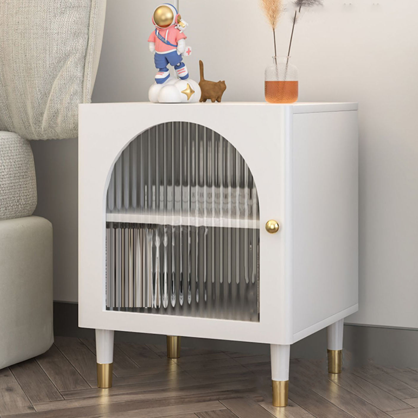 Modern Wooden Standard Nightstand 20.47"H Kids Bedside Table in White