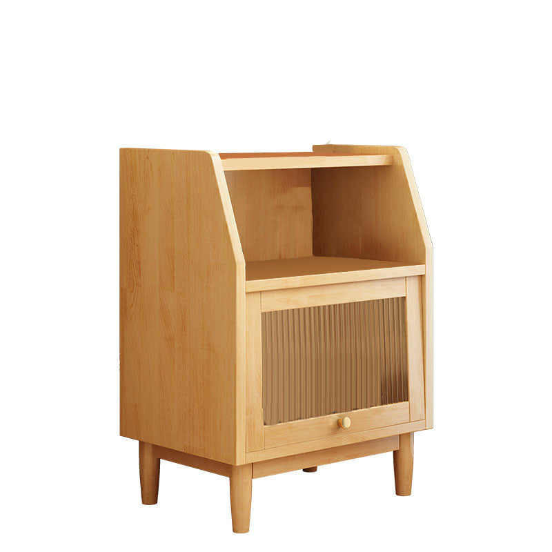 Contemporary 1 Door Standard Nightstand Solid Wood Kids Bedside Table